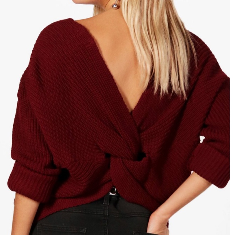 Boohoo Crop Twist Sweater